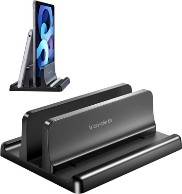 Vaydeer Vertical Laptop Stand Holder Plastic Adjustable Desktop Black 