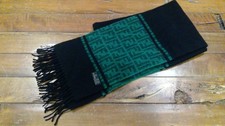 Fendi FF Logo Scarf Black Silk/Wool Neck Warmer Scarf Made in Italy GREEN BLACK
