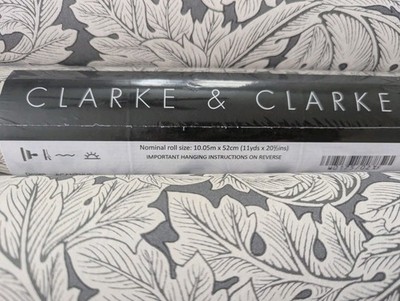 Clarke & Clarke Designer Wallpaper Full Roll 11 Yrds + Remnants acanthus Slate