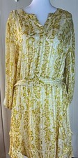Simply Vera Vera Wang Ivory Gold Animal Print Shift V-Neck Chiffon Lined L
