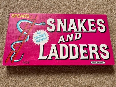 Vintage 70er Jahre Spear s Snakes & Ladders Brettspiel komplett