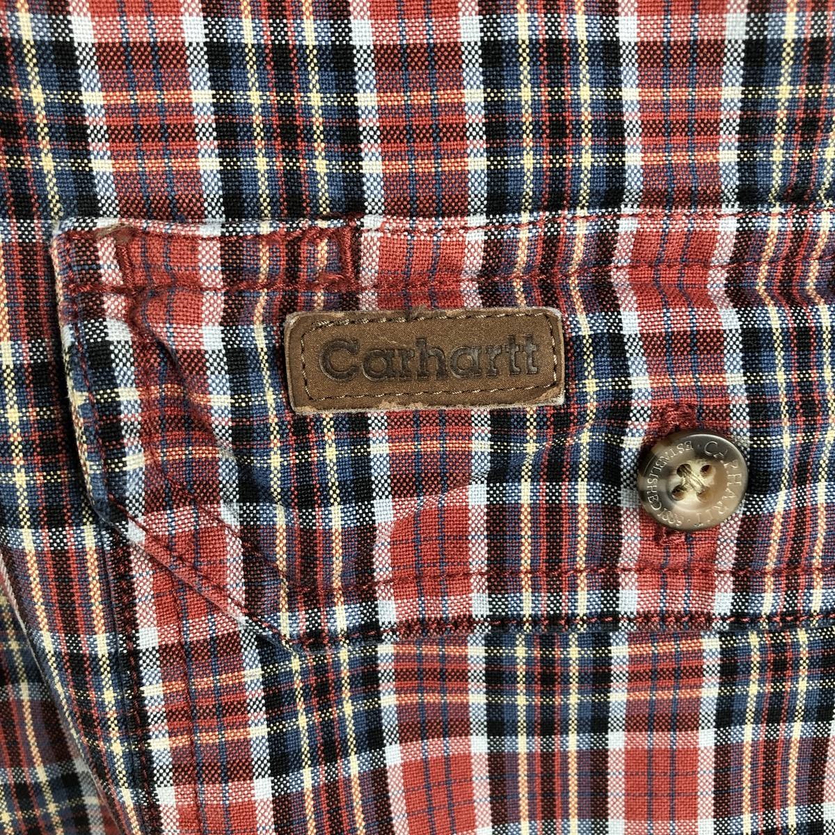 Used Carhartt Check Pattern Long Sleeve Button-Down Work Shirt Men's Size Medium thumbnail 4