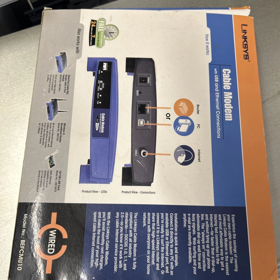 Linksys BEFCMU10 42.88 Mbps Cable Modem w/usb VER.3 - Image 3 of 4