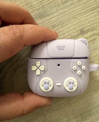 3D Silikon Schutzhülle für Apple AirPods Pro, lila, stoßfest, Controller-Design