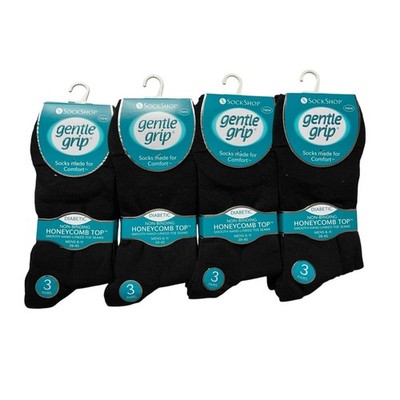 Herren-Diabetikersocken sanfter Griff Wabenmuster weich nicht elastisch UK 6 11 schwarz