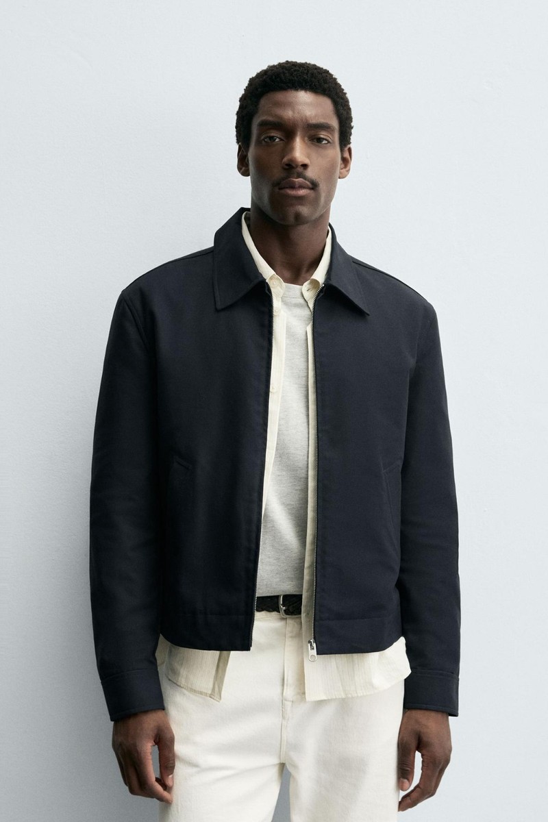 ZARA MAN ジャケットブルゾン　ネイビー　ベスト付き Zara Mens Jacket XL navy blue Cotton Full Zip Lapel Collar 3046