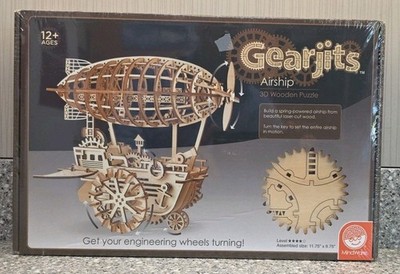 Gearjits Airship 3D Wooden Puzzle Build Set Laser-Cut Wood 2020 Mindware Sealed