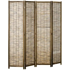 4-Panel Room Divider, 5.5 ft. Tall Portable Folding Privacy Screens, Brown