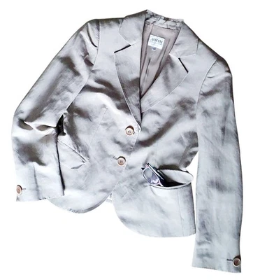 Armani Collezioni Jackett L/XL it.Gr. 42 Classic Leinen/Seide Taupe/Greige - Bild 1 von 4