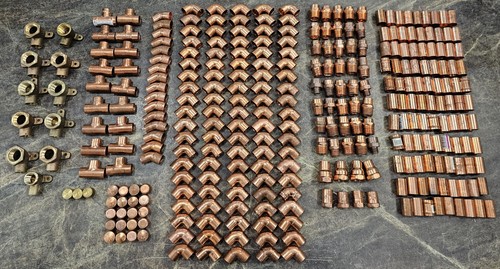 (LOT OF 315) 1/2" Copper Sweat Solder ~ Tees, Couplings, Elbows, Street, etc.