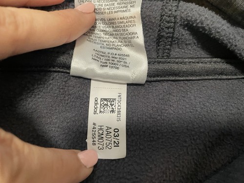 Adidas Youth Pullover Hoodie Size L (14-16) Gray Hooded Climawarm Fleece Lined - Picture 4 of 8