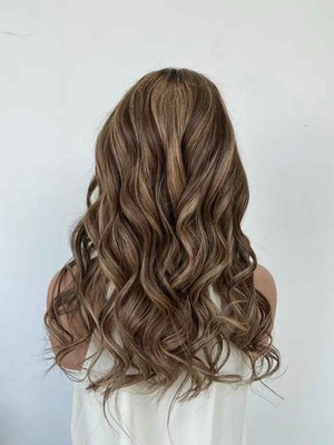 Ombre Highlight Brown Blonde Wave 13x4 Lace Front Wig 100%  Human Hair Wig