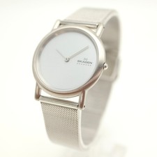 Skagen Ultra Slim Silver Tone 33mm Unisex Watch Minimal Steel Mesh w New Battery