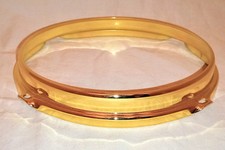 UNMARKED BRASS PLATED BATTER SIDE DRUM HOOP 8" X 4 LUG HOLES FREE SHIP TO CUSA