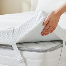 DUMOS 2" 3" 4" Memory Foam Mattress Topper Pad w/ Elastic Straps Removable Cover