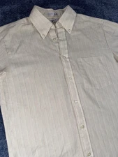 VTG Benton Row Shirt Men's M Yellow 80s Button Up Casual Vertical Striped L/S