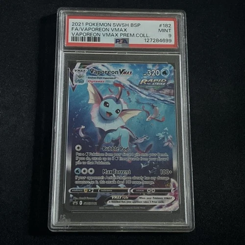 Vaporeon Vmax SWSH182 Premium Collection Black Star Promo PSA 9