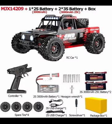 MJX Hyper Go 14209 V3 RC Truck Buggy Auto 1/14 Brushless 75KPH 2S & 3S inklusive 