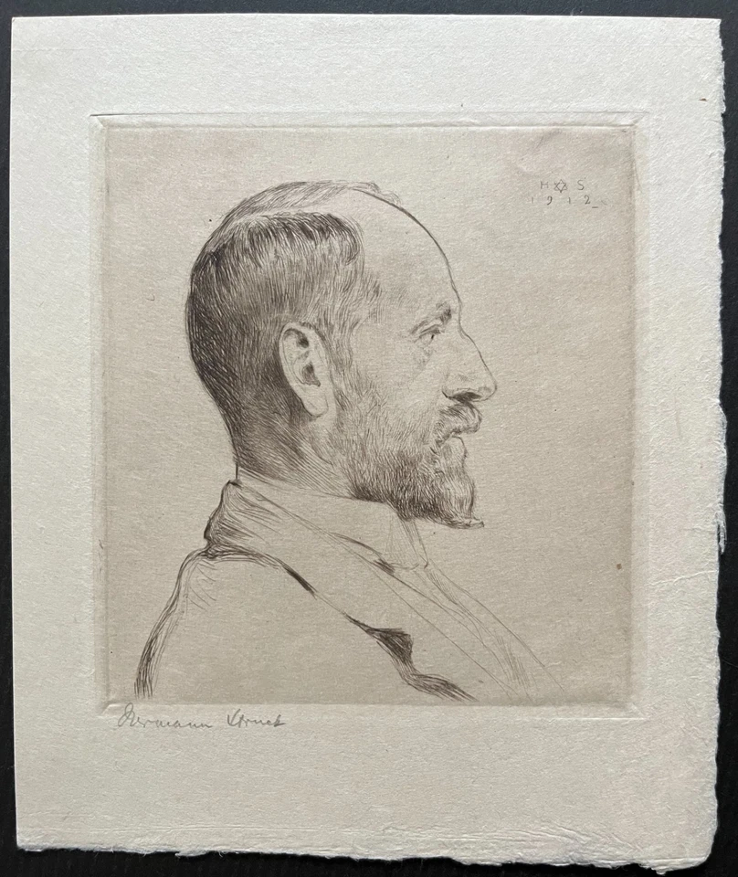 Hermann Struck Signierte Original Radierung von 1912 - Portrait Marius Bauer - Bild 3 von 3