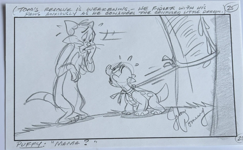 Tom and Jerry Hanna Barbera Original Production Cel Storyboard John Pomeroy Rare - Image 1 of 1