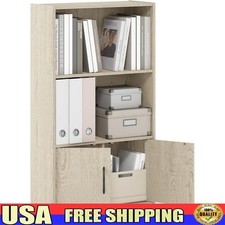 Contemporary Compact Bookcase W/ Open Shelves Closed Storage Cabinet Home Use