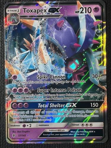 Toxapex GX 57/145 Sun And Moon Guardians Rising Ultra Rare Pokemon TCG Near Mint
