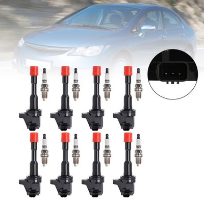 8x Ignition Coil +Spark Plug UF374 Für Honda Civic Hybrid L4 2006-2010