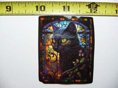 WISPY CAT LOOKING SMALL STICKER DECAL STAINED GLASS STYLE BEAUTIFUL COLORS