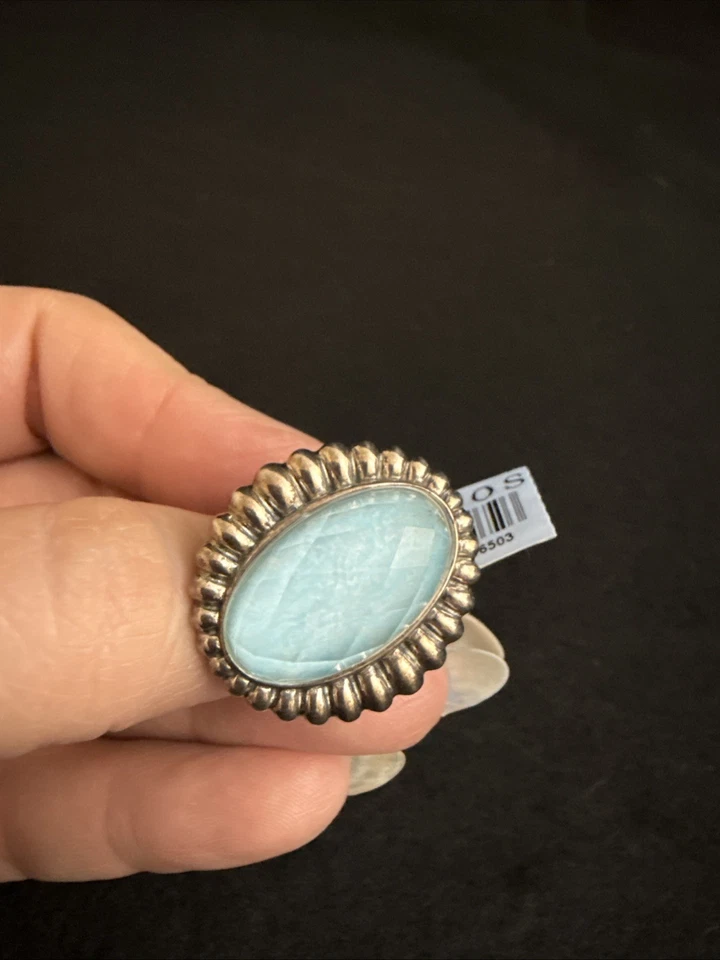 Лагос Венера бирюза/кварты двойной рифленый серебро кольцо размер 7 новый с Ярлыками - Изображение 2 из 4