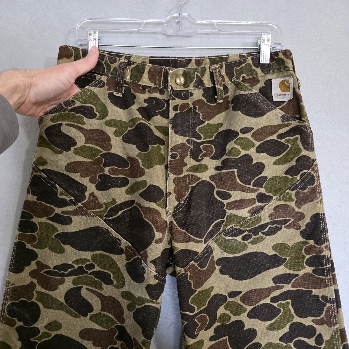 Vtg Carhartt Mens Duck Camo Double Knee Pants USA Size 34x28 | eBay