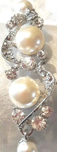 Bracelet Perles Et Strass Blanc Sur Métal Argenté - Sans Nickel - Neuf Avec étiquettes