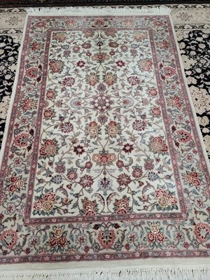 Vintage 3'9'' X 5' 3'' Sino Pristine Hand Knotted wool/Silk Oriental rug