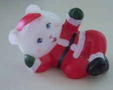 Fenton Art Glass Reclining Christmas Bear Satin Glass Marilyn Wagner  c. 1990s