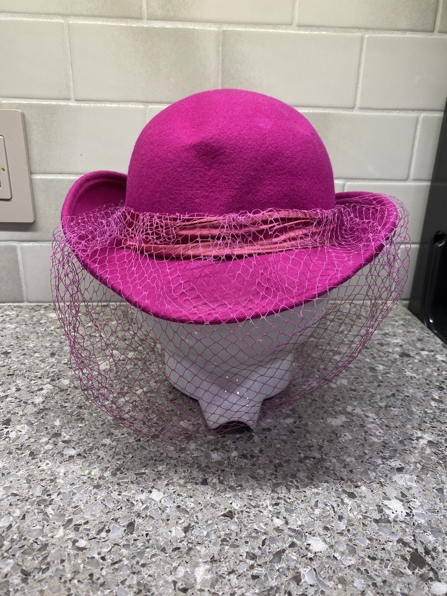 Michael Howard Fuschia Pink NWT Wool Hat with Veil and 