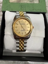 Geneva Men's Diamond Water Resistant Watch Two Tone In Box