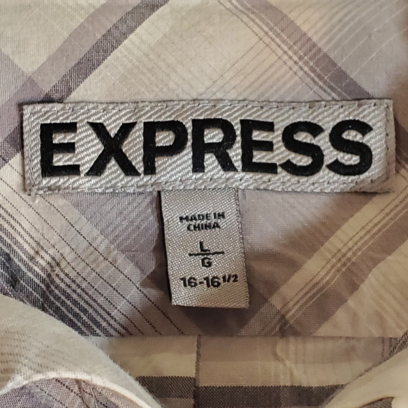 Large Express Fitted Snap Button Western Plaid Lo… - image 11