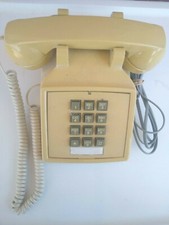 Vintage Beige Desk Push Button Telephone W/Cord Wall Jack Cord Workable Cortelco