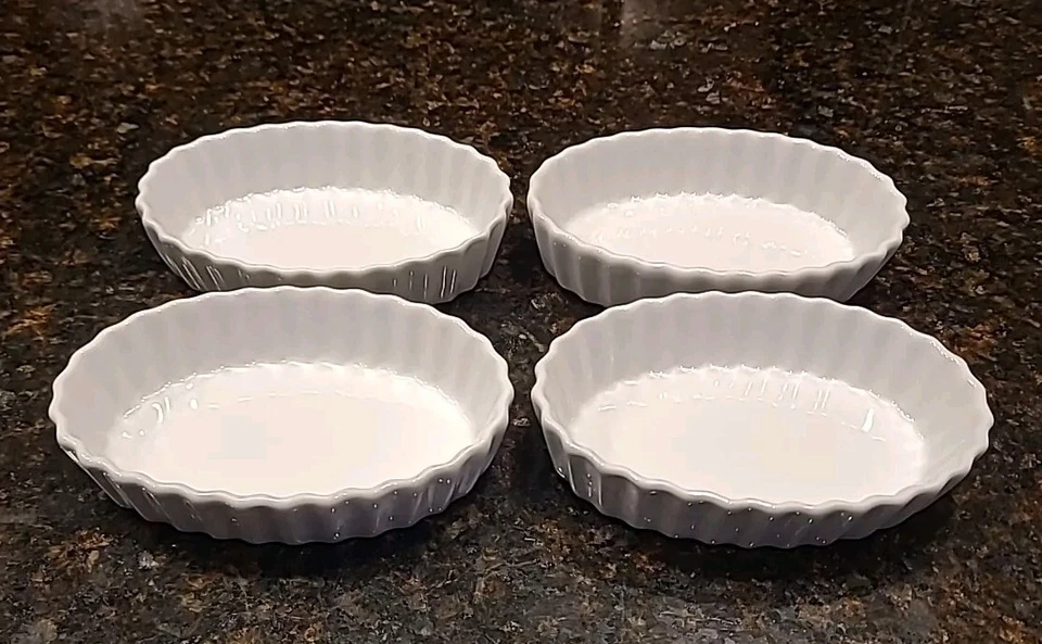 SET OF 4 Crate & Barrel Oval Crème Brûlée Ramekins 5 1/8” x 3 3/8” x 1 1/8” - Image 2 of 4