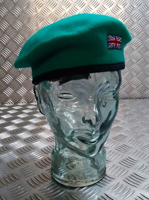 Britisches Barett Hobson of London Vintage grün Wolle gefüttert Kappe UK Flagge