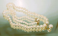 14K Gold Clasp Retro Graduated Akoya Saltwater Pearl Necklace Vintage