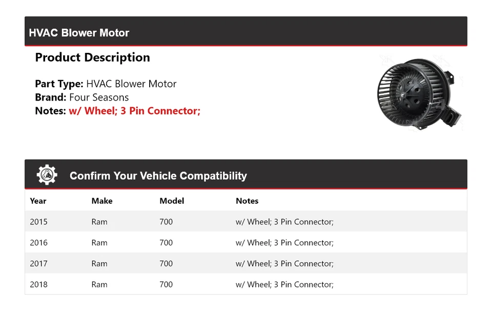 Motor soplador de climatización Ram 700 2015-2018 4 estaciones 2016 2017 Foto 2 de 4