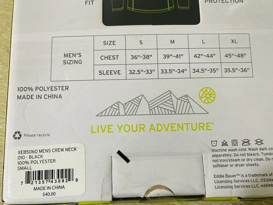 Eddie Bauer Heavyweight Base Layer Top-Odor Control Warmest Men Small: 36-38 - Image 4 of 4
