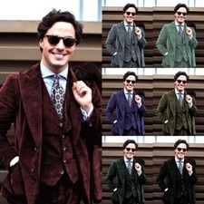 Corduroy 3 Pcs Men Suits Groom Formal Wear Tuxedo Men Blazer Pants For Wedding