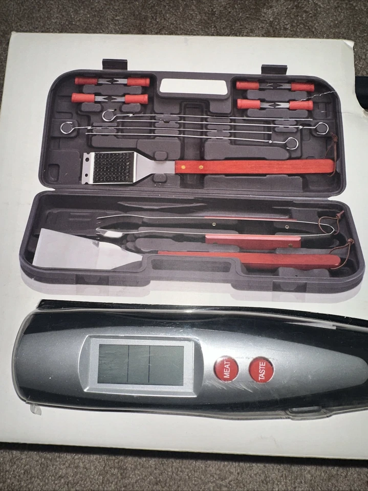 New Kenmore 17 Piece BBQ Set with Digital Temp Fork Stainless Steel Spatula Tong - Image 2 of 4