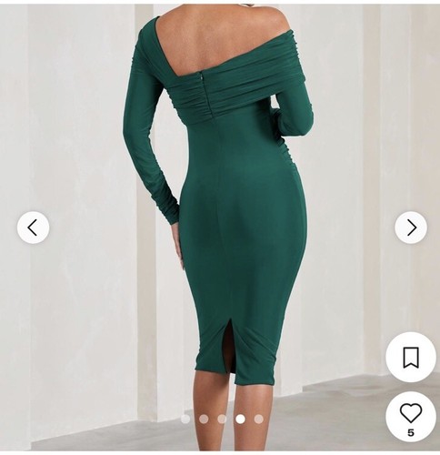 Club London Heartbeat Green One Shoulder Long Sleeved Maternity MIDI Dress 8 - Picture 2 of 7
