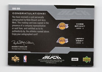2007-08 Upper Deck UD Black - Dual Autographs Kobe Bryant, Jerry