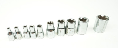 Chrome Vanadium E4 to E18 External Torx Socket Set 1/4'' & 3/8'' Drive 10 PCS