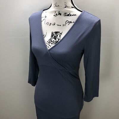 DIVIDED by H&M V-Neck 3/4 Sleeves Gray Pencil Dress Women's Size 8