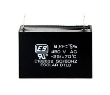 2pc AC Start Capacitor 6uF 450VAC 10/-5 -25/ 70  ES Esolar UL Taiwan AC450V