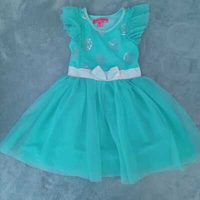 Betsey Johnson Dress 5T Girls Blue Teal Tutu Sequin Tulle Layered Princess Dress